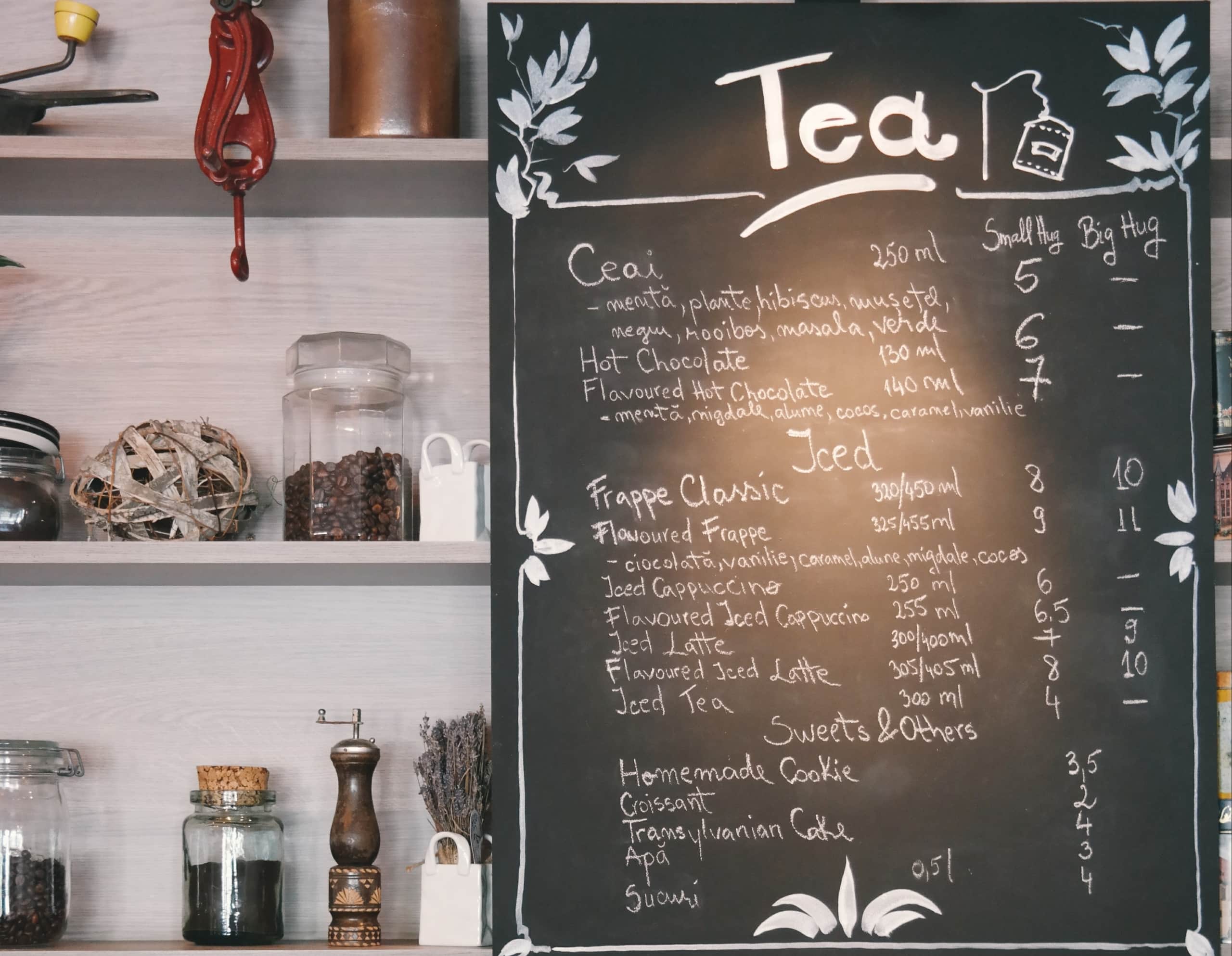 black board with menu