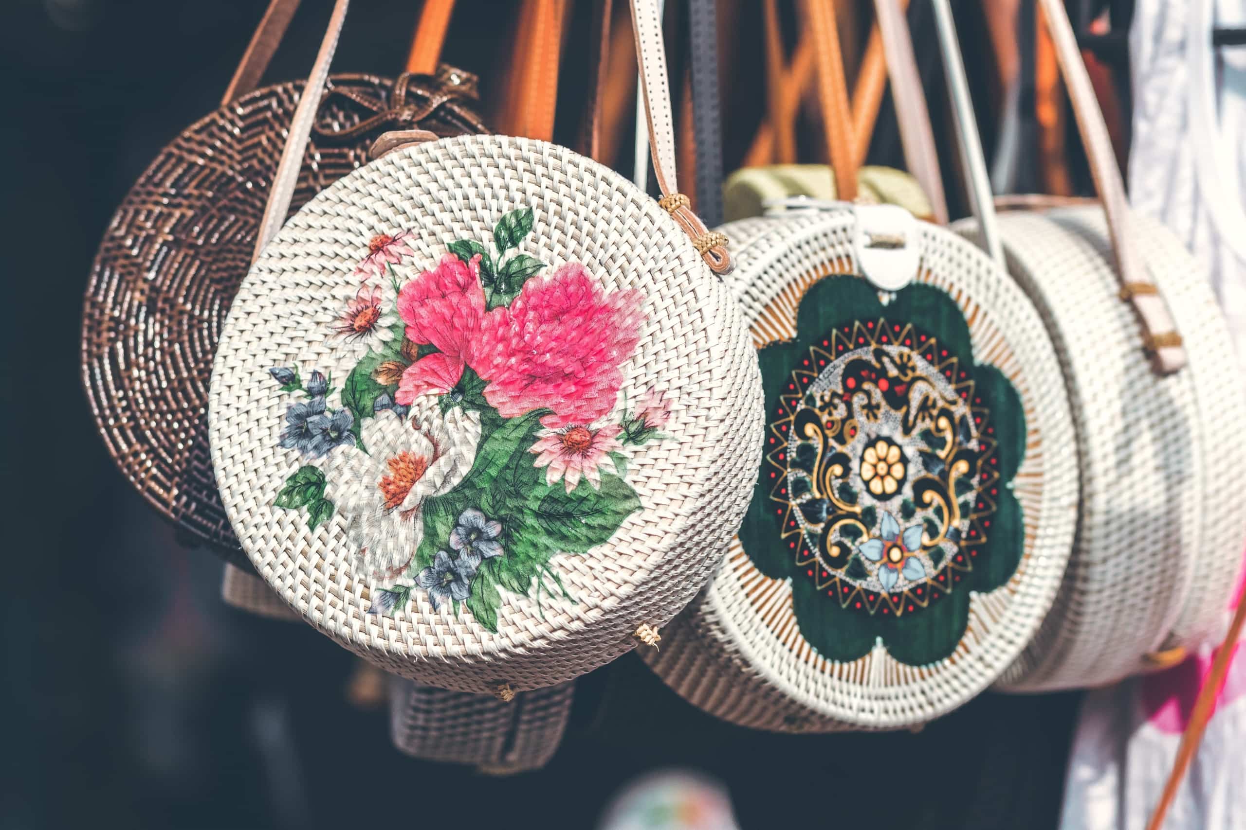  round-white-and-pink-floral-woven-sling-bags